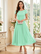 Verena Pearl Pool Blue back view mother of the bride dress