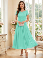 Verena Pearl Turquoise back view mother of the bride dress