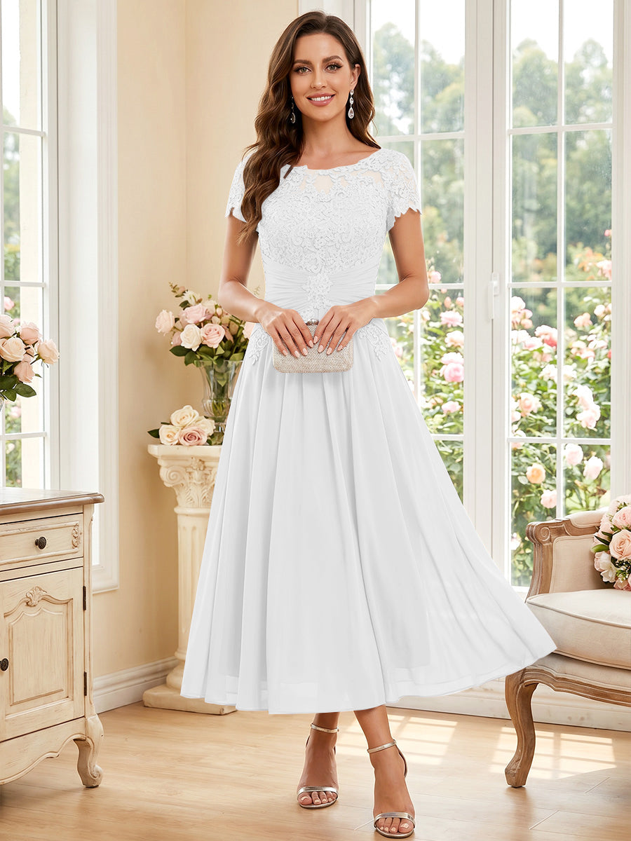 Verena Pearl White front view mother of the bride dress