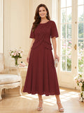 Tabitha Bloom Burgundy front view mother of the bride dress