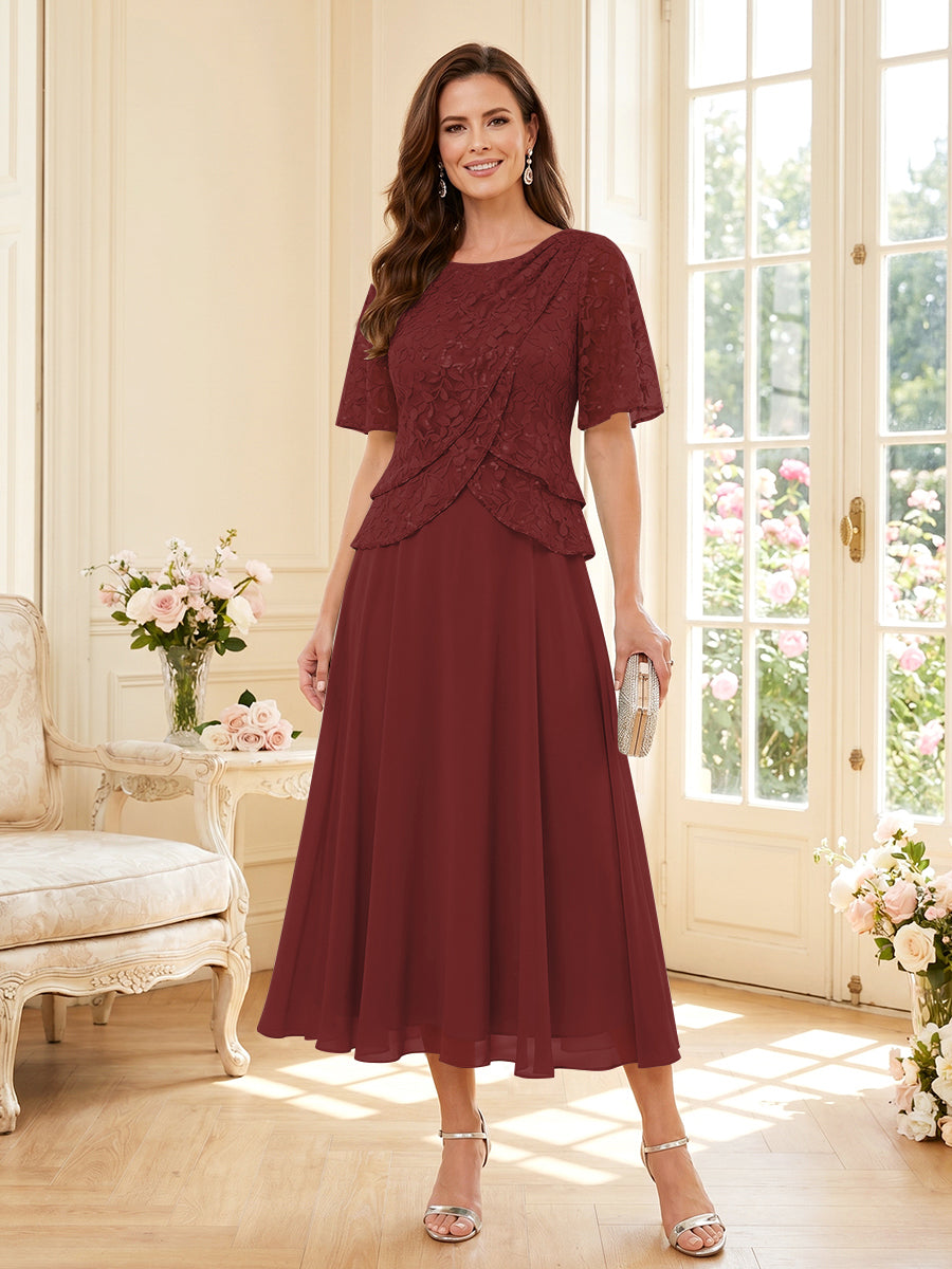 Tabitha Bloom Burgundy front view mother of the bride dress