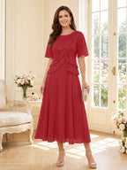 Maelys dusty rose front view mother of the bride dress