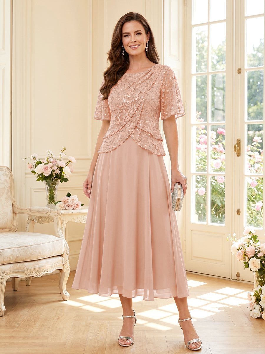 Tabitha Bloom Dusty Rose side view mother of the bride dress