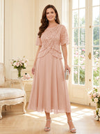 Tabitha Bloom Dusty Rose side view mother of the bride dress