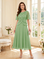 Tabitha Bloom Sage Green side view mother of the bride dress