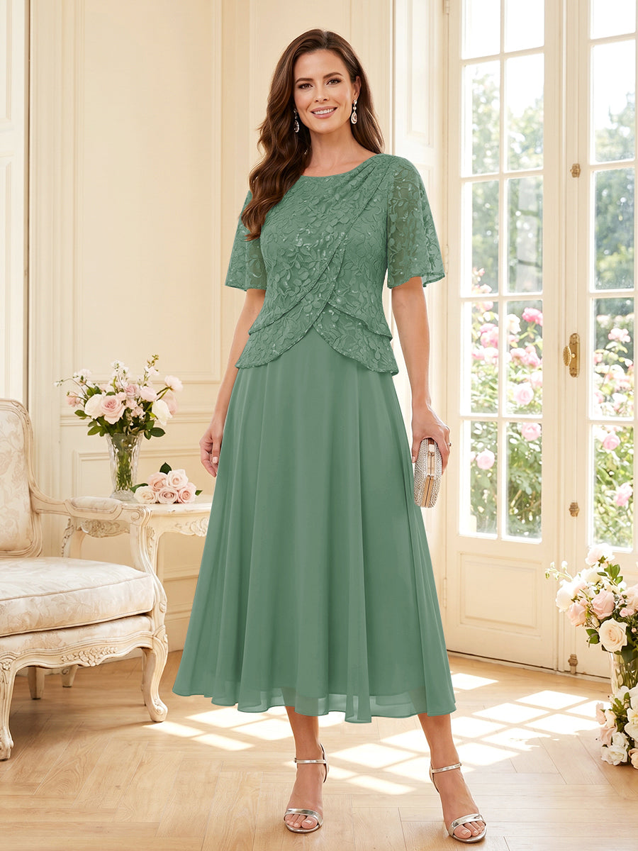 Tabitha Bloom Eucalyptus front view mother of the bride dress