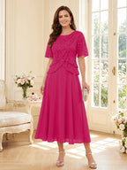 Tabitha Bloom Fuchsia front view mother of the bride dress