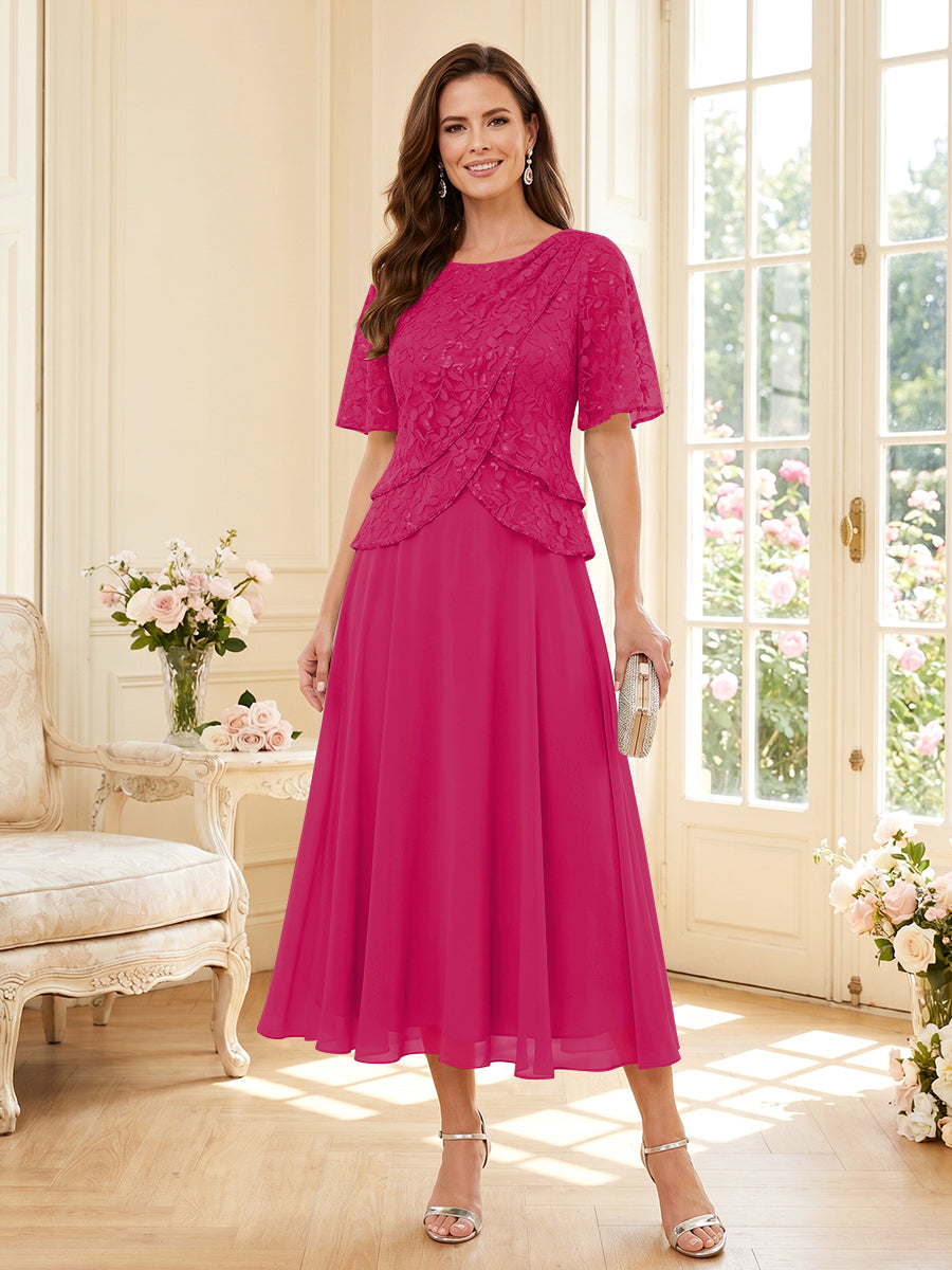 Tabitha Bloom Fuchsia front view mother of the bride dress