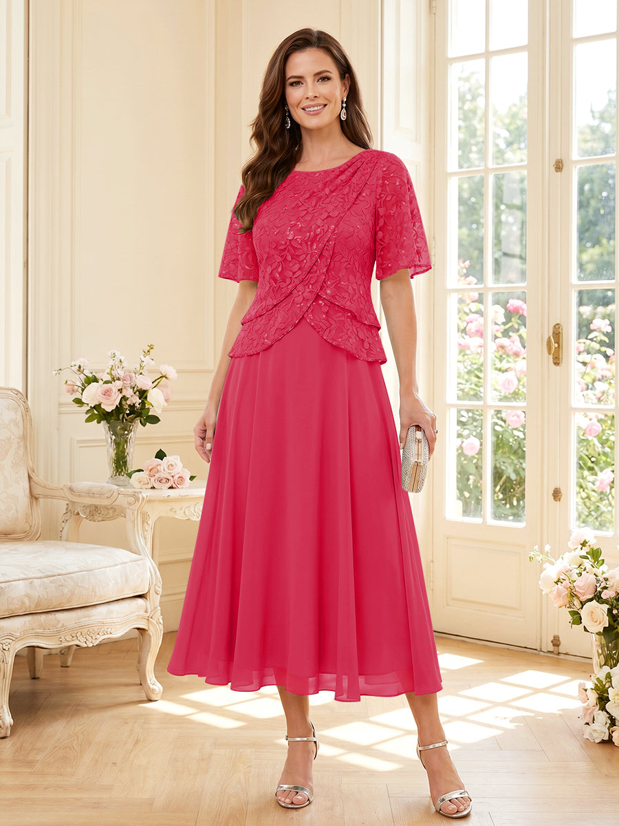 Tabitha Bloom Fuchsia back view mother of the bride dress