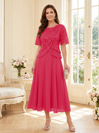 Tabitha Bloom Fuchsia back view mother of the bride dress