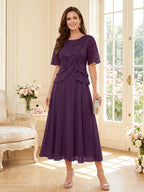 Tabitha Bloom Grape front view mother of the bride dress
