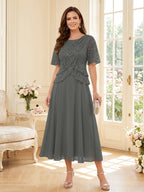 Maelys grey front view mother of the bride dress