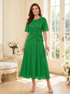 Tabitha Bloom Forest Green front view mother of the bride dress