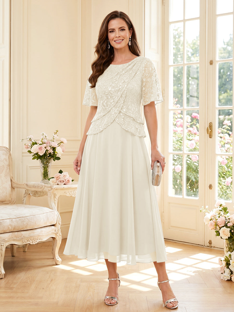 Maelys ivory front view mother of the bride dress
