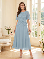 Tabitha Bloom Lavender front view mother of the bride dress