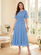 Maelys sky blue front view mother of the bride dress
