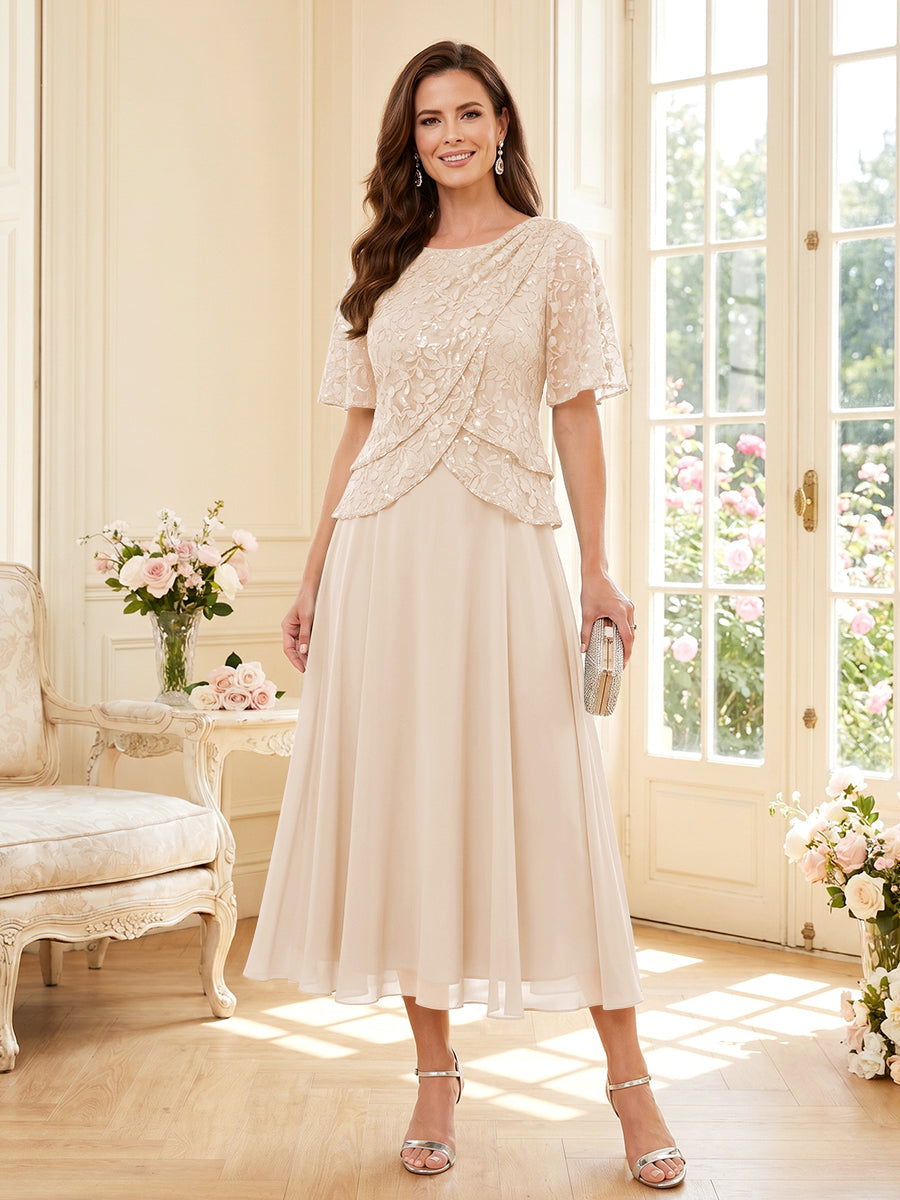 Tabitha Bloom Champagne back view mother of the bride dress