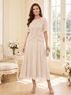 Tabitha Bloom Champagne back view mother of the bride dress