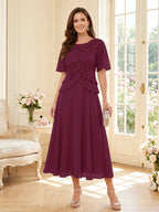 Tabitha Bloom Burgundy side view mother of the bride dress