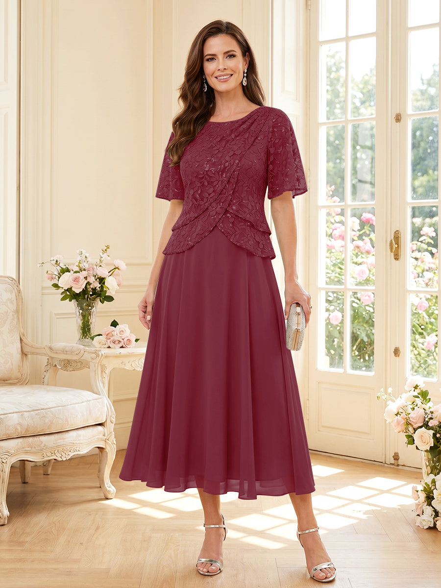 Tabitha Bloom Plum front view mother of the bride dress