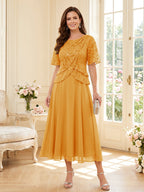 Tabitha Bloom Gold back view mother of the bride dress
