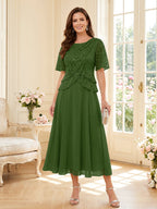 Tabitha Bloom Olive Green front view mother of the bride dress