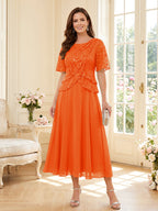 Tabitha Bloom Orange front view mother of the bride dress
