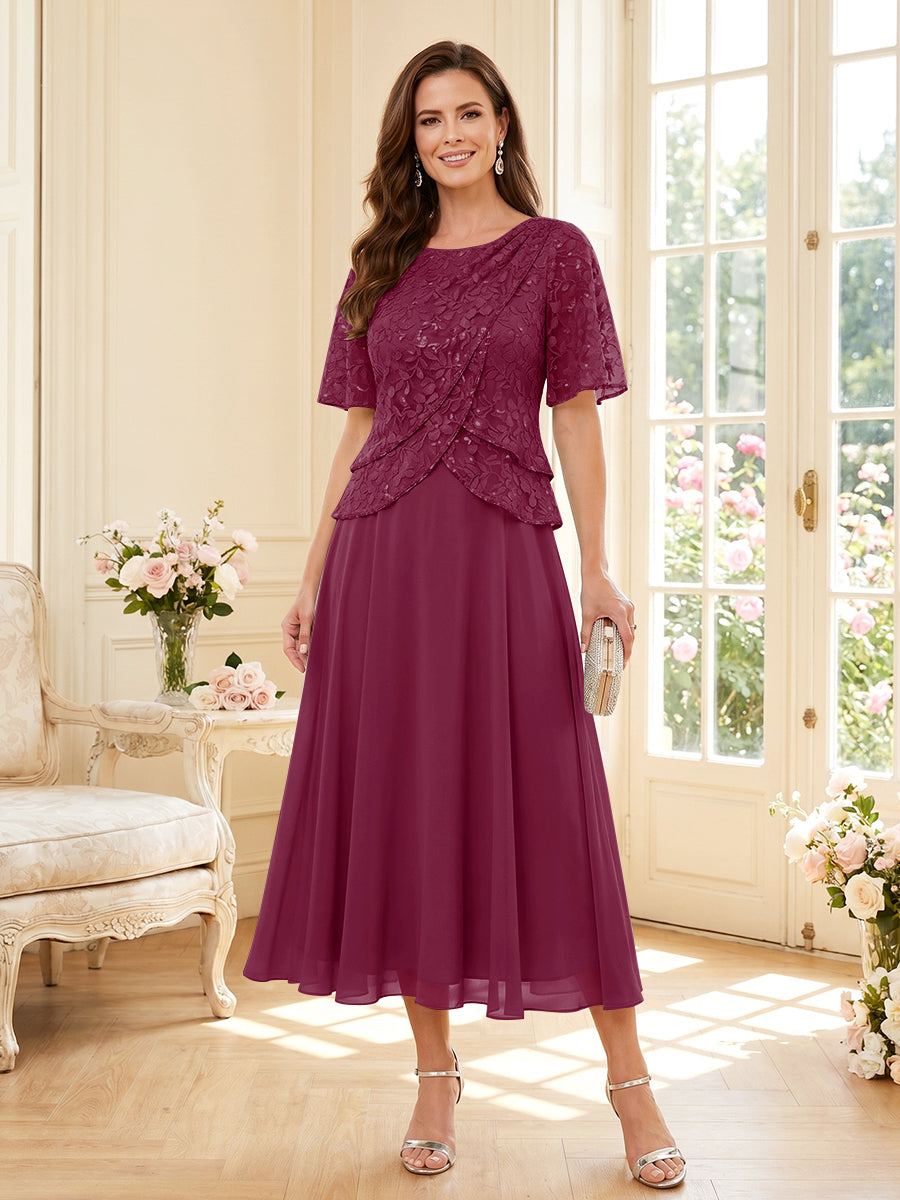 Tabitha Bloom Orchid front view mother of the bride dress