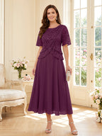 Tabitha Bloom Plum back view mother of the bride dress