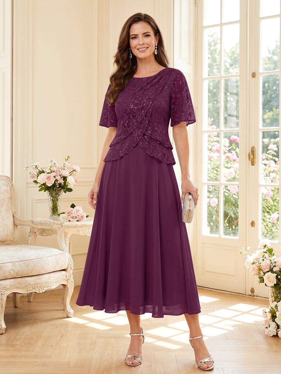 Tabitha Bloom Plum back view mother of the bride dress