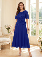 Tabitha Bloom Royal Blue side view mother of the bride dress