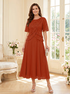 Maelys rust front view mother of the bride dress