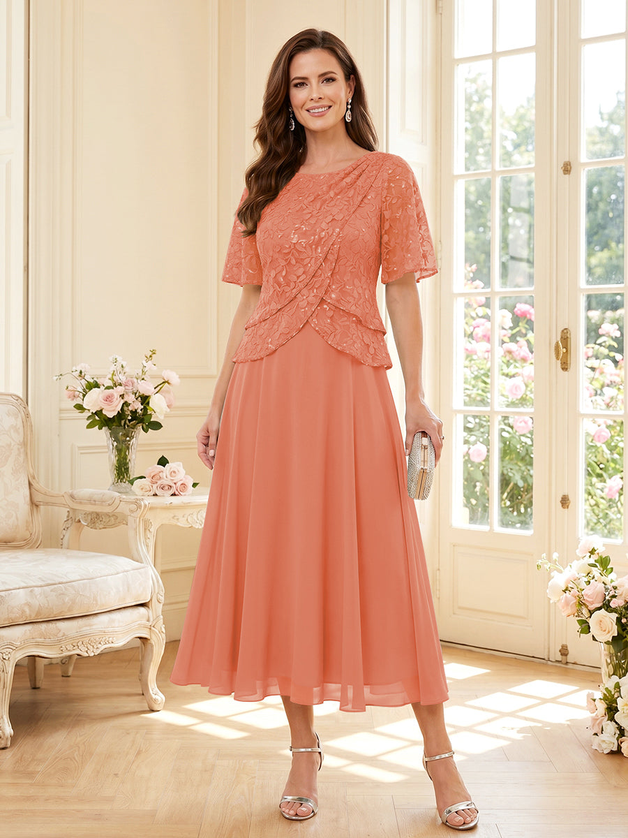 Tabitha Bloom Coral back view mother of the bride dress