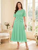 Tabitha Bloom Pool Blue back view mother of the bride dress