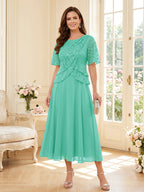 Tabitha Bloom Turquoise back view mother of the bride dress