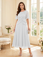 Maelys white front view mother of the bride dress