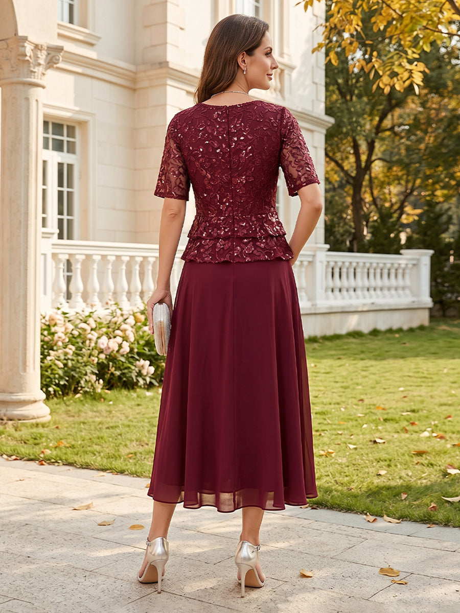 Faustina Rose Burgundy back view mother of the bride dress