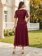 Faustina Rose Burgundy back view mother of the bride dress