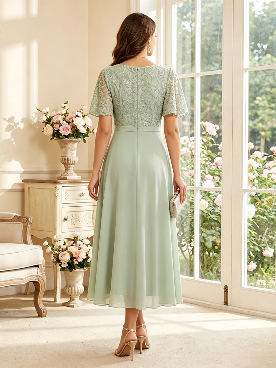 Elodie sage green back view mother of the bride dress