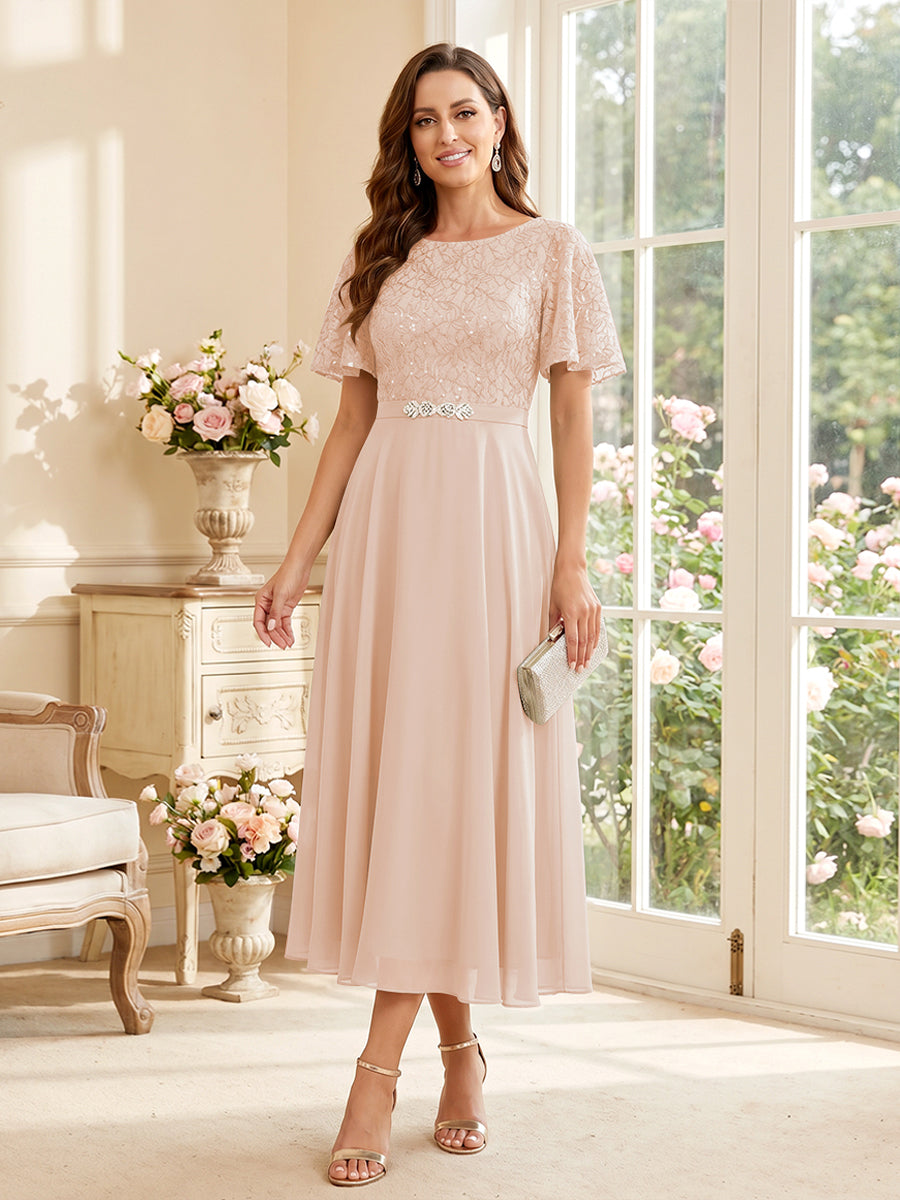 Elodie blush front view mother of the bride dress