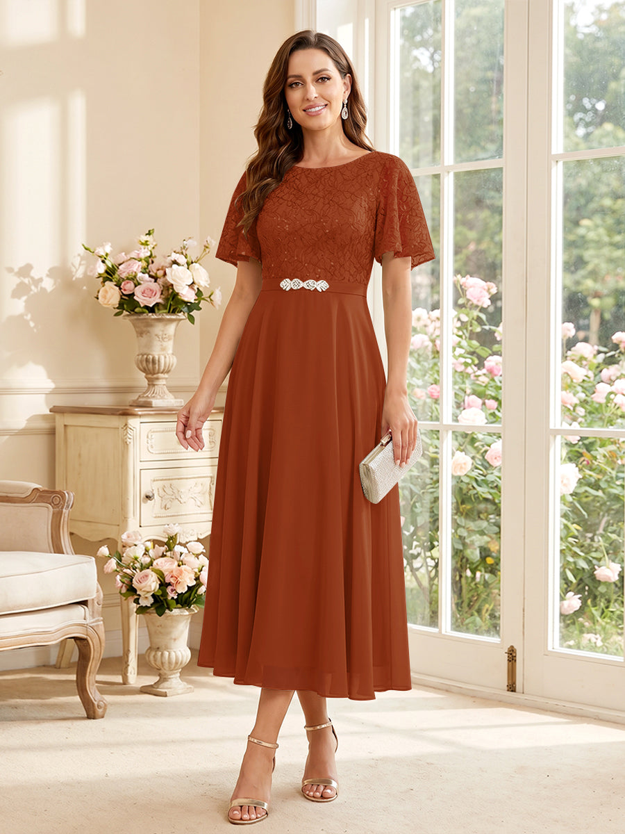 Elodie burnt orange front view mother of the bride dress