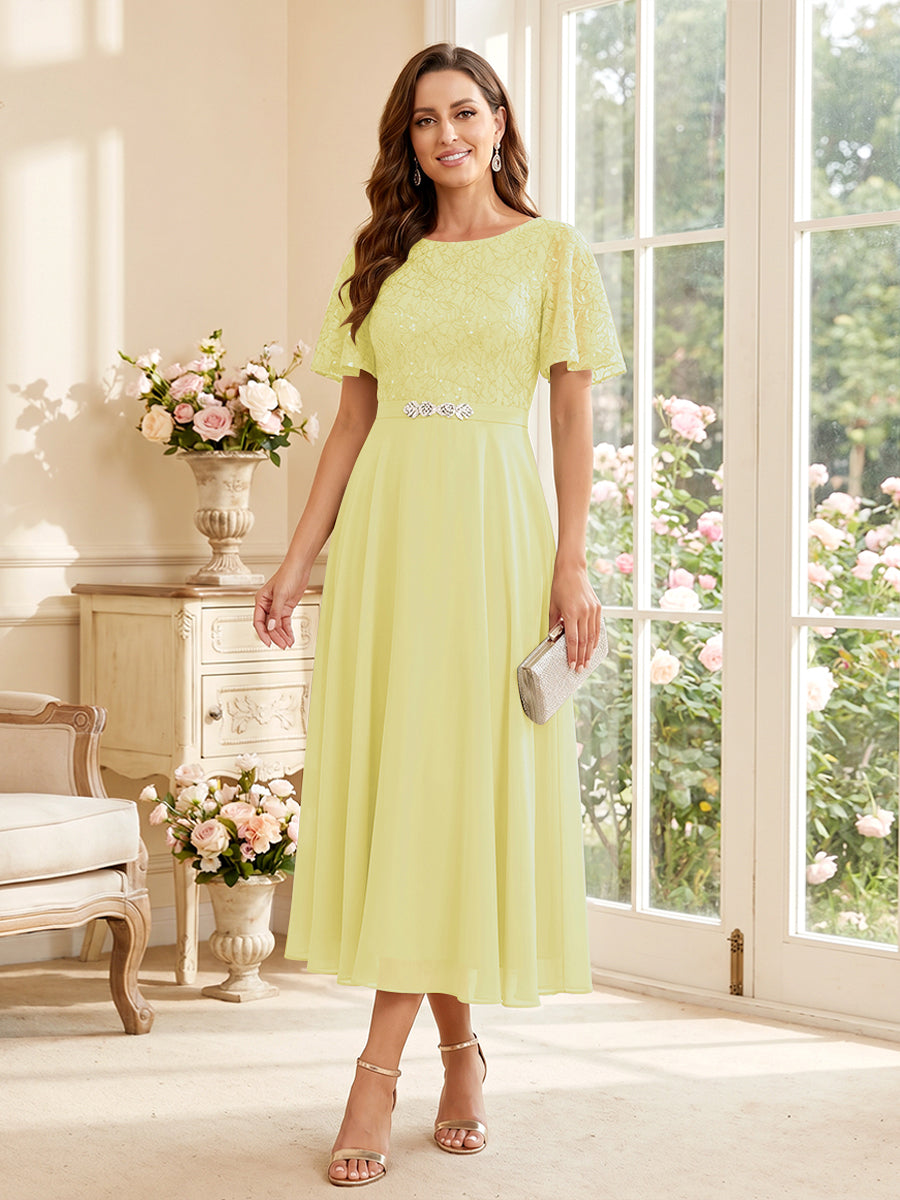 Elodie daffodil front view mother of the bride dress