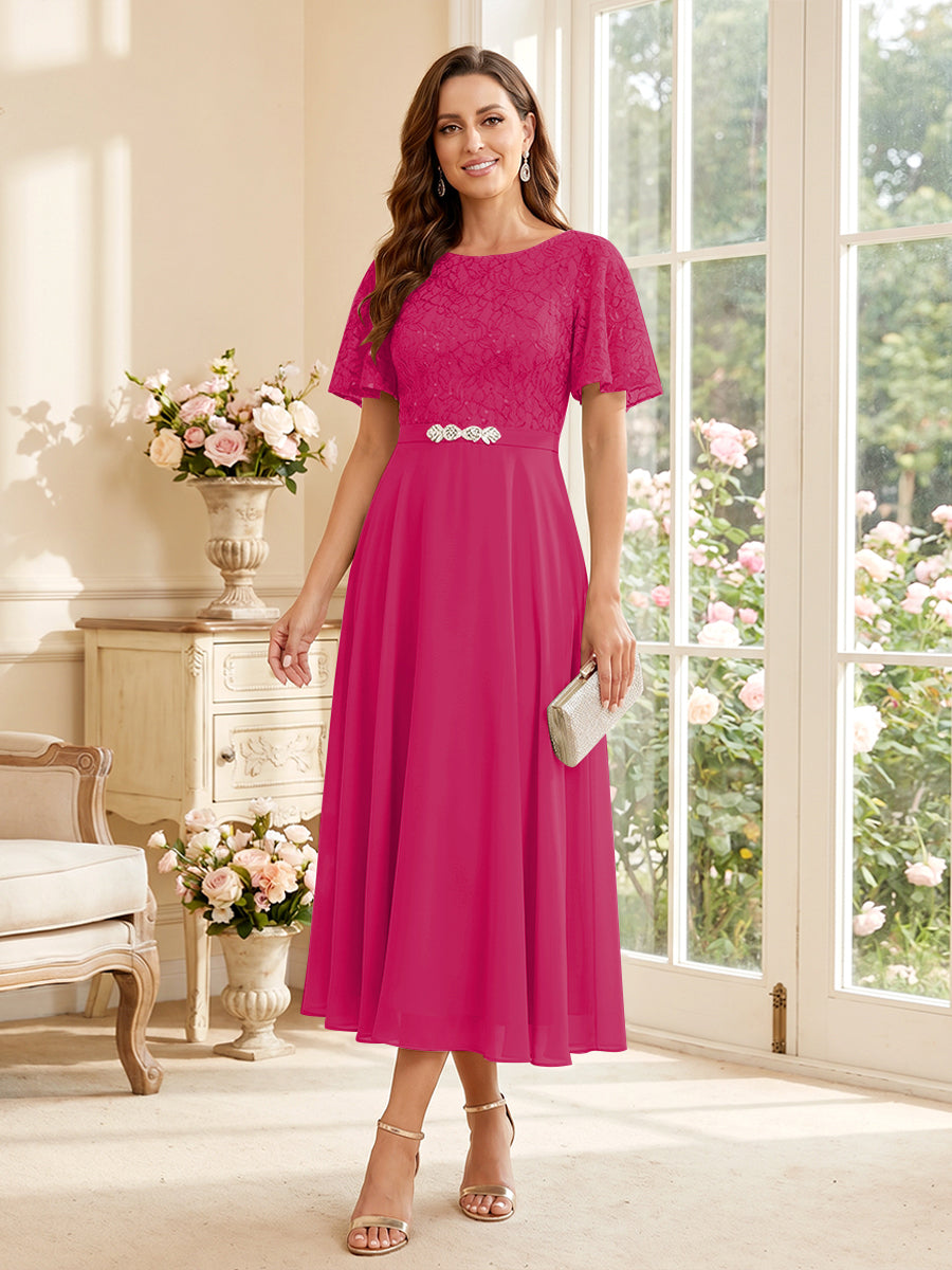 Elodie fuchsia front view mother of the bride dress