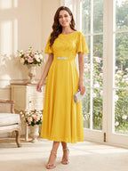 Elodie gold front view mother of the bride dress
