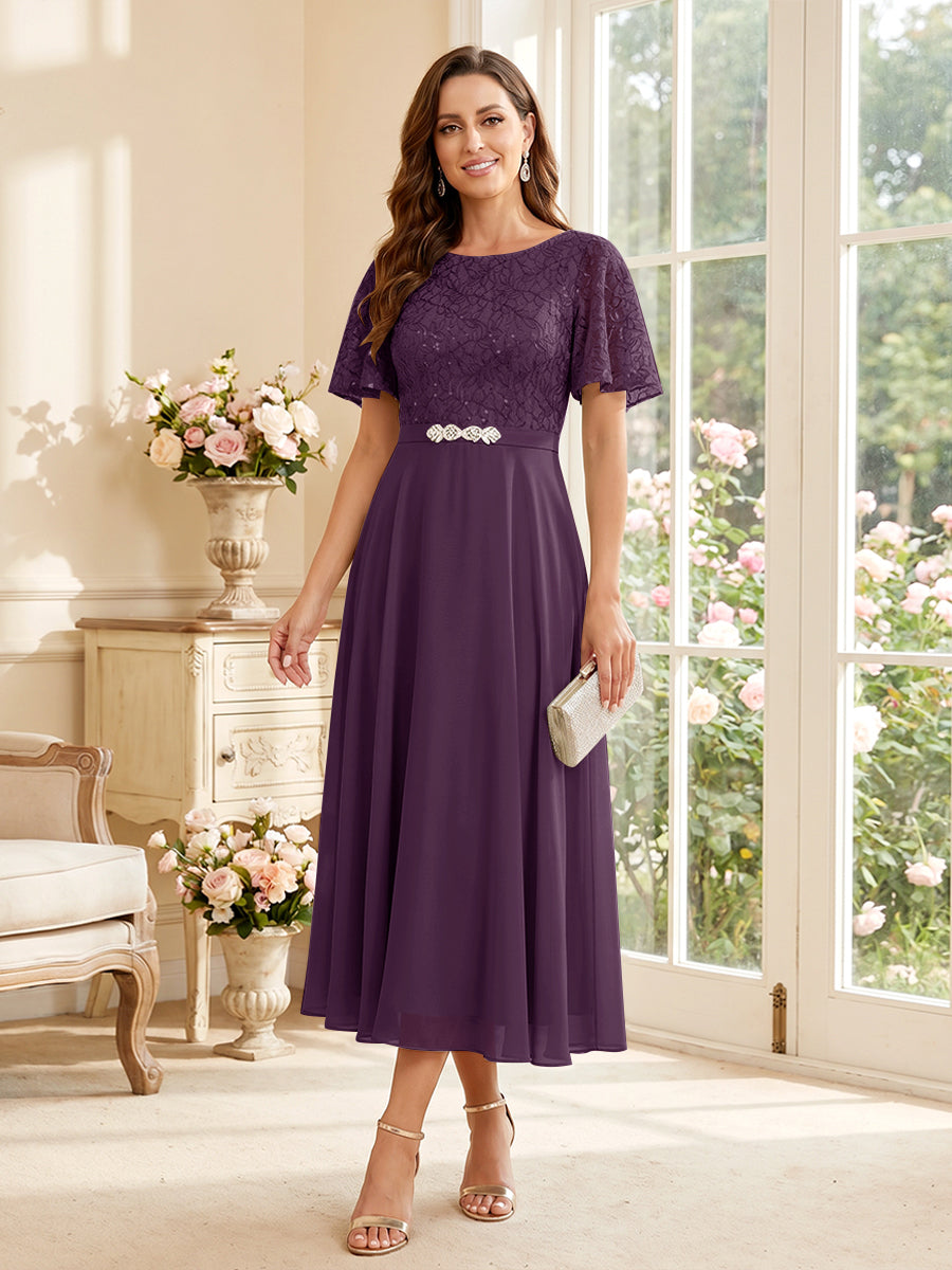 Elodie grape front view mother of the bride dress