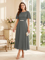 Elodie grey front view mother of the bride dress