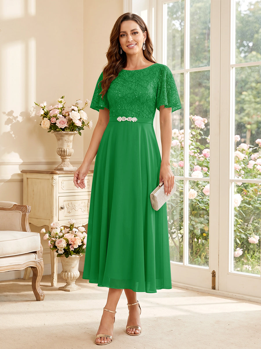 Elodie forest green front view mother of the bride dress