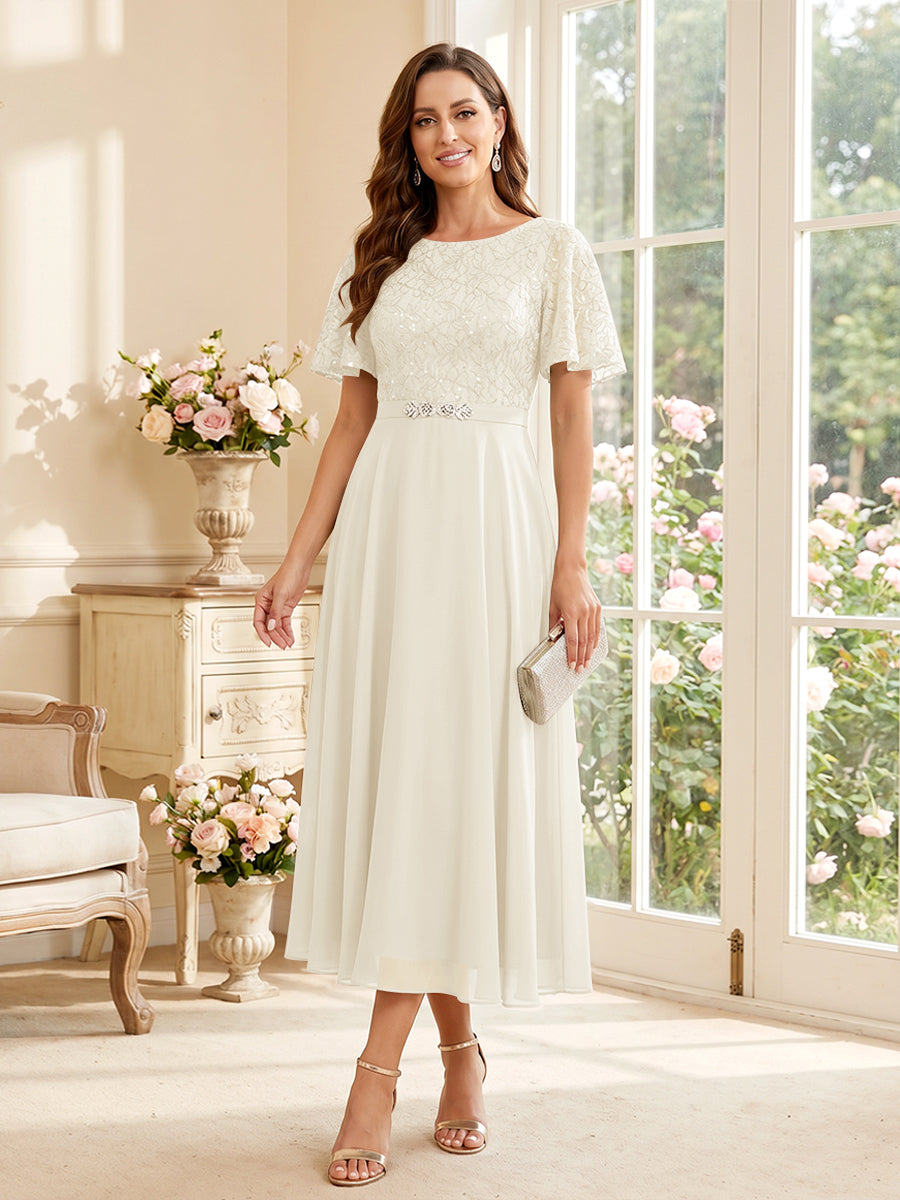 Elodie ivory front view mother of the bride dress