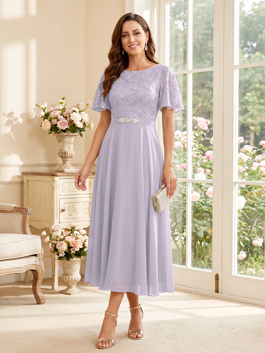 Elodie lilac front view mother of the bride dress