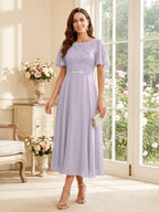 Elodie lilac front view mother of the bride dress